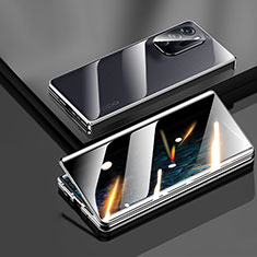 Luxury Aluminum Metal Frame Mirror Cover Case 360 Degrees for Oppo Find N 5G Black
