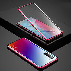 Luxury Aluminum Metal Frame Mirror Cover Case 360 Degrees for Oppo Find X2 Lite Red