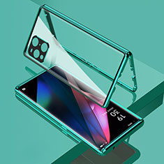 Luxury Aluminum Metal Frame Mirror Cover Case 360 Degrees for Oppo Find X3 5G Green