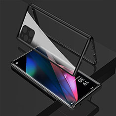 Luxury Aluminum Metal Frame Mirror Cover Case 360 Degrees for Oppo Find X3 Pro 5G Black
