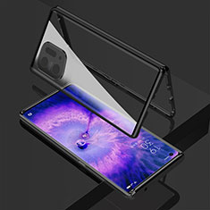 Luxury Aluminum Metal Frame Mirror Cover Case 360 Degrees for Oppo Find X5 5G Black