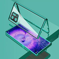 Luxury Aluminum Metal Frame Mirror Cover Case 360 Degrees for Oppo Find X5 5G Green