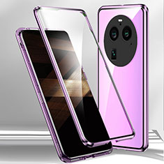 Luxury Aluminum Metal Frame Mirror Cover Case 360 Degrees for Oppo Find X6 5G Purple