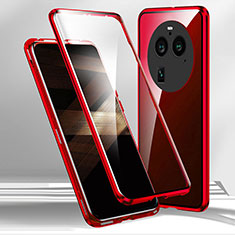 Luxury Aluminum Metal Frame Mirror Cover Case 360 Degrees for Oppo Find X6 5G Red