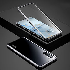 Luxury Aluminum Metal Frame Mirror Cover Case 360 Degrees for Oppo K7 5G Black