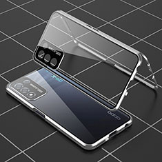 Luxury Aluminum Metal Frame Mirror Cover Case 360 Degrees for Oppo K9S 5G Silver