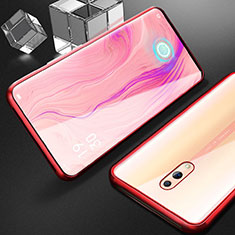 Luxury Aluminum Metal Frame Mirror Cover Case 360 Degrees for Oppo Reno Red