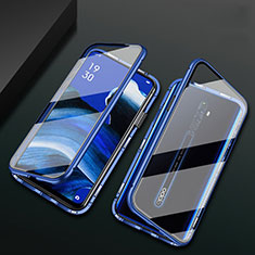 Luxury Aluminum Metal Frame Mirror Cover Case 360 Degrees for Oppo Reno2 Z Blue