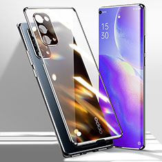 Luxury Aluminum Metal Frame Mirror Cover Case 360 Degrees for Oppo Reno5 Pro 5G Black