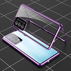 Luxury Aluminum Metal Frame Mirror Cover Case 360 Degrees for Oppo Reno6 Pro+ Plus 5G Purple