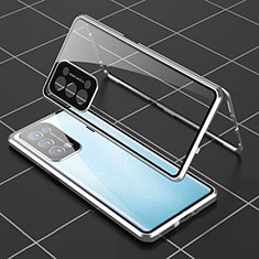 Luxury Aluminum Metal Frame Mirror Cover Case 360 Degrees for Oppo Reno6 Pro+ Plus 5G Silver