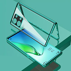 Luxury Aluminum Metal Frame Mirror Cover Case 360 Degrees for Oppo Reno8 5G Green