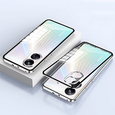 Luxury Aluminum Metal Frame Mirror Cover Case 360 Degrees for Realme 10 Pro+ Plus 5G Silver