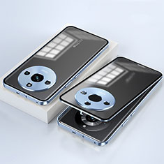 Luxury Aluminum Metal Frame Mirror Cover Case 360 Degrees for Realme 11 Pro+ Plus 5G Blue