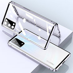 Luxury Aluminum Metal Frame Mirror Cover Case 360 Degrees for Realme Q2 Pro 5G Silver
