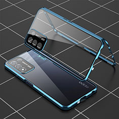 Luxury Aluminum Metal Frame Mirror Cover Case 360 Degrees for Realme Q3s 5G Blue