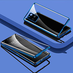 Luxury Aluminum Metal Frame Mirror Cover Case 360 Degrees for Realme V11s 5G Blue