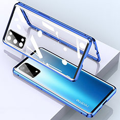 Luxury Aluminum Metal Frame Mirror Cover Case 360 Degrees for Realme V15 5G Blue