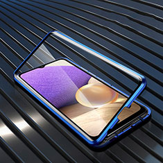 Luxury Aluminum Metal Frame Mirror Cover Case 360 Degrees for Realme V25 5G Blue