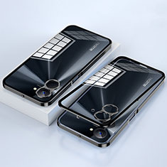 Luxury Aluminum Metal Frame Mirror Cover Case 360 Degrees for Realme V30 5G Black