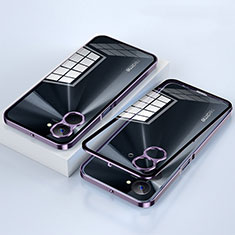 Luxury Aluminum Metal Frame Mirror Cover Case 360 Degrees for Realme V30 5G Purple