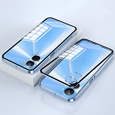 Luxury Aluminum Metal Frame Mirror Cover Case 360 Degrees for Realme V30t 5G Blue