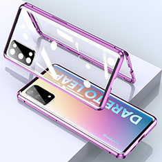 Luxury Aluminum Metal Frame Mirror Cover Case 360 Degrees for Realme X7 Pro 5G Purple
