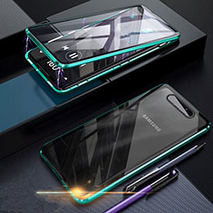 Luxury Aluminum Metal Frame Mirror Cover Case 360 Degrees for Samsung Galaxy A80 Green