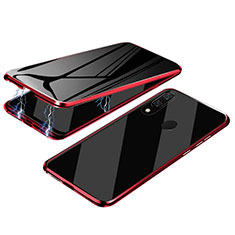 Luxury Aluminum Metal Frame Mirror Cover Case 360 Degrees for Samsung Galaxy M10S Red