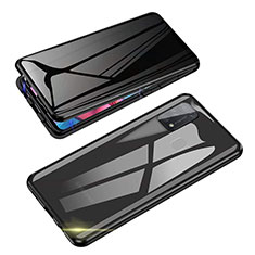 Luxury Aluminum Metal Frame Mirror Cover Case 360 Degrees for Samsung Galaxy M21 Black