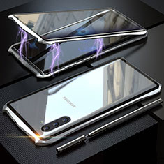Luxury Aluminum Metal Frame Mirror Cover Case 360 Degrees for Samsung Galaxy Note 10 Silver