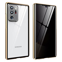 Luxury Aluminum Metal Frame Mirror Cover Case 360 Degrees for Samsung Galaxy Note 20 Ultra 5G Gold
