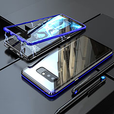Luxury Aluminum Metal Frame Mirror Cover Case 360 Degrees for Samsung Galaxy Note 8 Duos N950F Blue