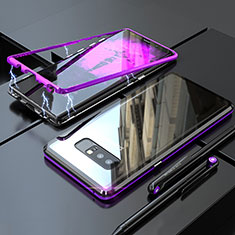 Luxury Aluminum Metal Frame Mirror Cover Case 360 Degrees for Samsung Galaxy Note 8 Duos N950F Purple