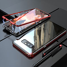 Luxury Aluminum Metal Frame Mirror Cover Case 360 Degrees for Samsung Galaxy Note 8 Duos N950F Red and Black