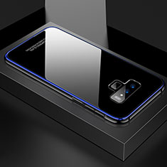 Luxury Aluminum Metal Frame Mirror Cover Case 360 Degrees for Samsung Galaxy Note 9 Blue and Black