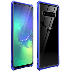 Luxury Aluminum Metal Frame Mirror Cover Case 360 Degrees for Samsung Galaxy S10 5G Blue