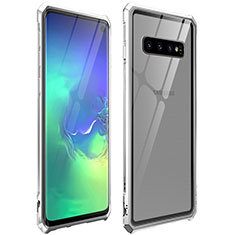 Luxury Aluminum Metal Frame Mirror Cover Case 360 Degrees for Samsung Galaxy S10 5G Silver
