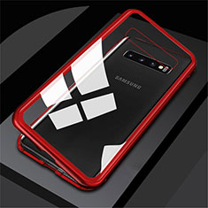 Luxury Aluminum Metal Frame Mirror Cover Case 360 Degrees for Samsung Galaxy S10 Plus Red