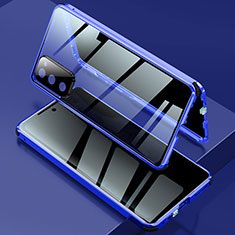 Luxury Aluminum Metal Frame Mirror Cover Case 360 Degrees for Samsung Galaxy S20 FE (2022) 5G Blue