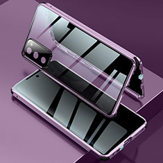 Luxury Aluminum Metal Frame Mirror Cover Case 360 Degrees for Samsung Galaxy S20 FE 5G Purple
