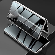 Luxury Aluminum Metal Frame Mirror Cover Case 360 Degrees for Samsung Galaxy S20 FE 5G Silver