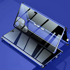 Luxury Aluminum Metal Frame Mirror Cover Case 360 Degrees for Samsung Galaxy S21 Ultra 5G Blue