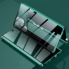 Luxury Aluminum Metal Frame Mirror Cover Case 360 Degrees for Samsung Galaxy S21 Ultra 5G Green