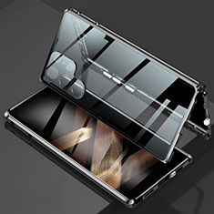 Luxury Aluminum Metal Frame Mirror Cover Case 360 Degrees for Samsung Galaxy S24 Ultra 5G Black