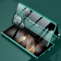 Luxury Aluminum Metal Frame Mirror Cover Case 360 Degrees for Samsung Galaxy S24 Ultra 5G Green