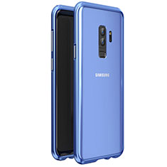 Luxury Aluminum Metal Frame Mirror Cover Case 360 Degrees for Samsung Galaxy S9 Plus Blue