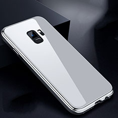 Luxury Aluminum Metal Frame Mirror Cover Case 360 Degrees for Samsung Galaxy S9 White