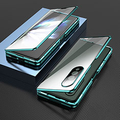 Luxury Aluminum Metal Frame Mirror Cover Case 360 Degrees for Samsung Galaxy Z Fold3 5G Green