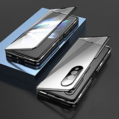 Luxury Aluminum Metal Frame Mirror Cover Case 360 Degrees for Samsung Galaxy Z Fold4 5G Black